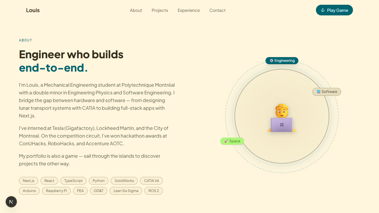 Personal website preview